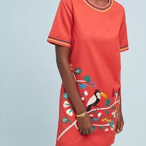 Anthropologie Corey Lynn Calter Toucan Embroidered Dress